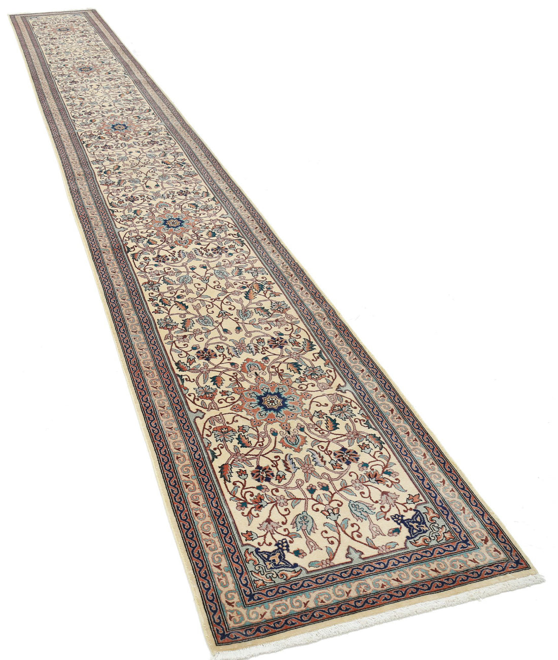 Heritage 2'6'' X 19'10'' Hand-Knotted Wool Rug 2'6'' x 19'10'' (75 X 595) / Beige / Green