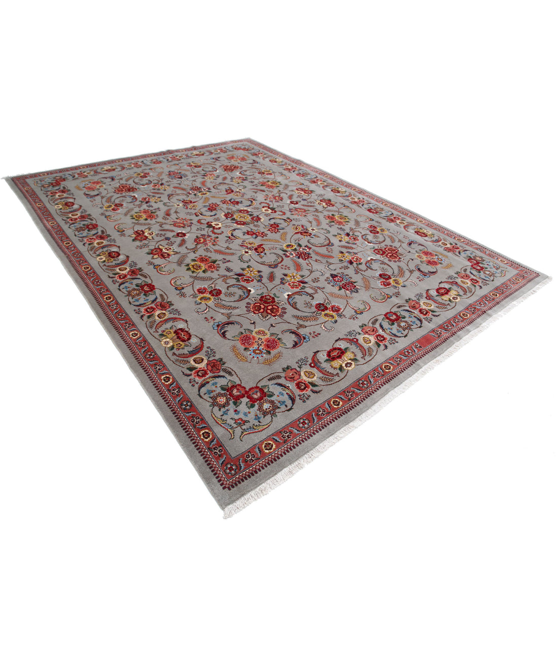 Heritage 8'6'' X 11'3'' Hand-Knotted Wool Rug 8'6'' x 11'3'' (255 X 338) / Grey / Red