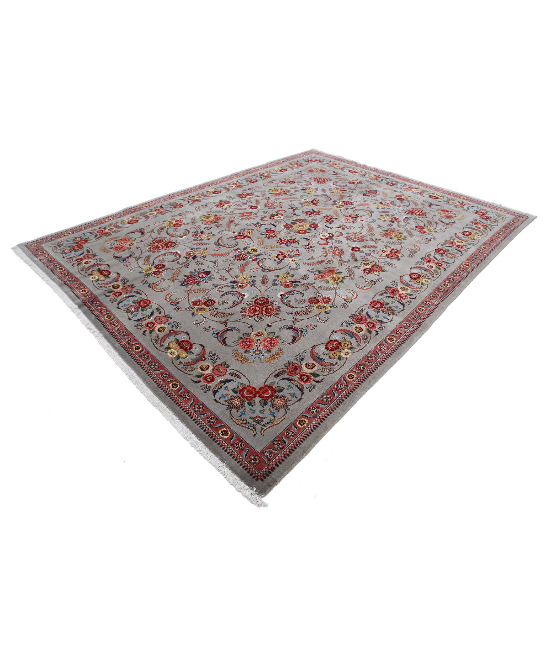Heritage 8'6'' X 11'3'' Hand-Knotted Wool Rug 8'6'' x 11'3'' (255 X 338) / Grey / Red