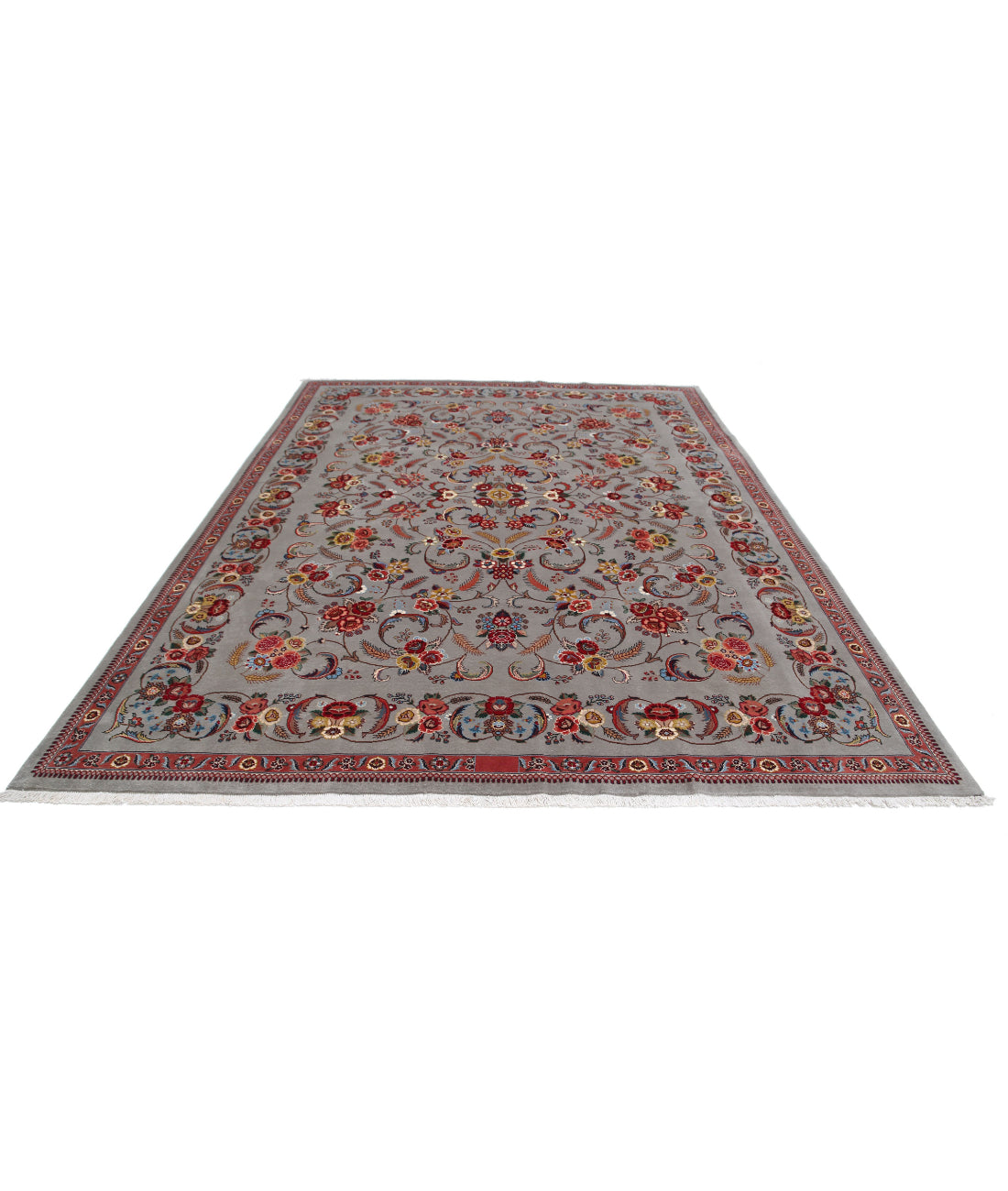 Heritage 8'6'' X 11'3'' Hand-Knotted Wool Rug 8'6'' x 11'3'' (255 X 338) / Grey / Red
