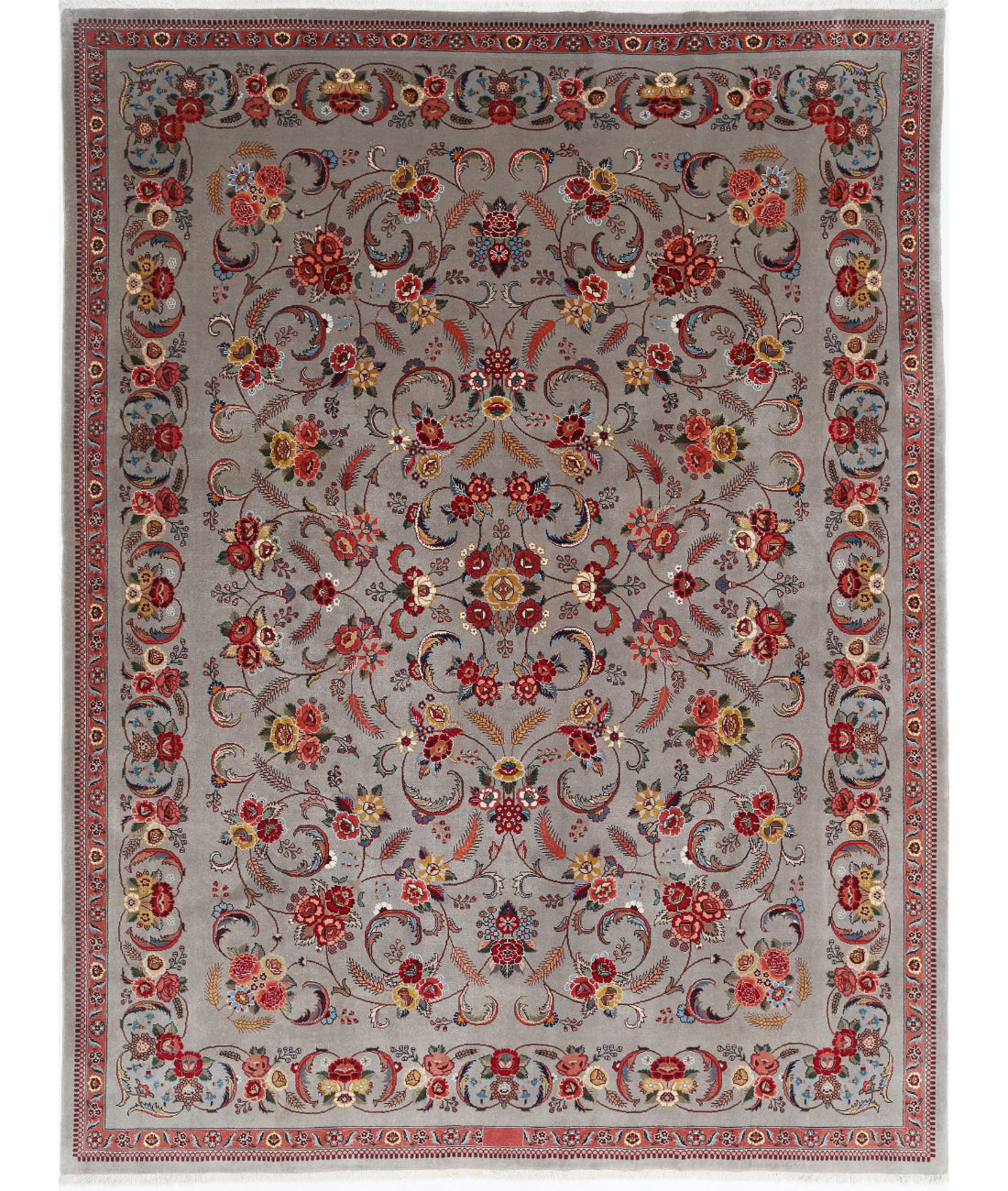 Heritage 8'6'' X 11'3'' Hand-Knotted Wool Rug 8'6'' x 11'3'' (255 X 338) / Grey / Red