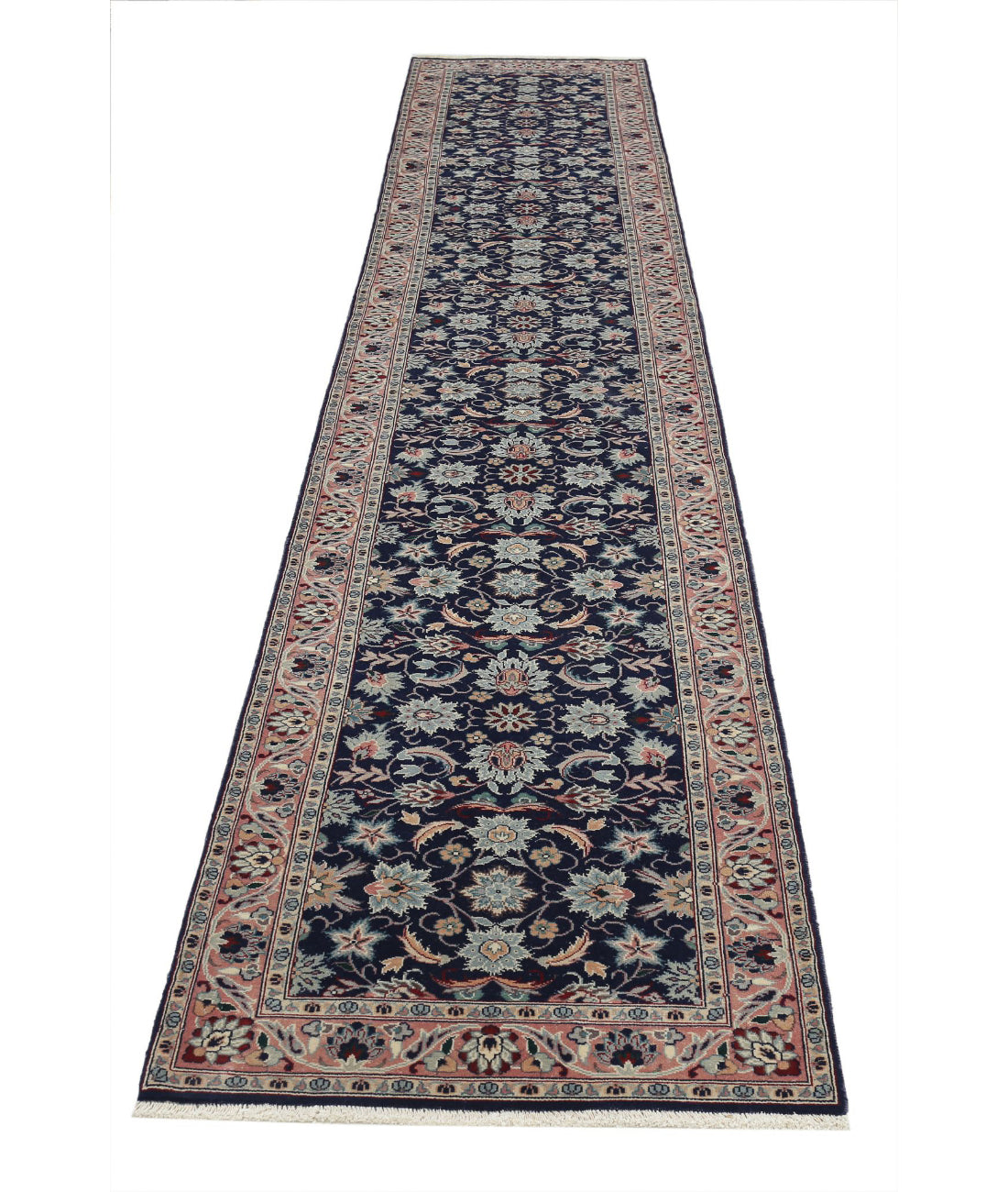 Heritage 2'6'' X 13'8'' Hand-Knotted Wool Rug 2'6'' x 13'8'' (75 X 410) / Blue / Pink