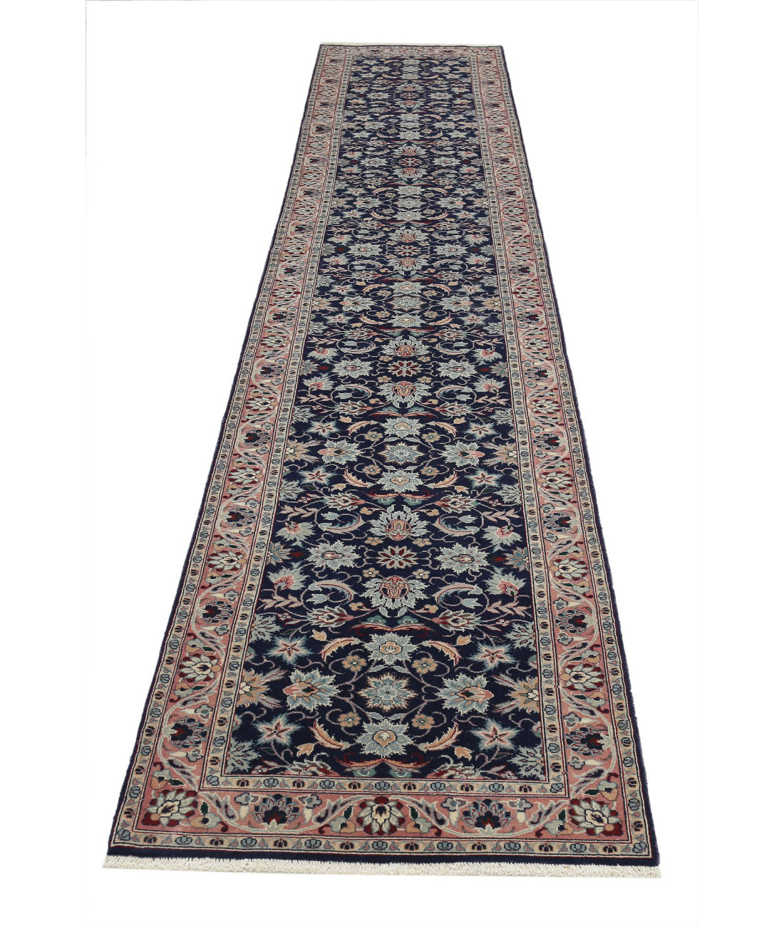 Heritage 2'6'' X 13'8'' Hand-Knotted Wool Rug 2'6'' x 13'8'' (75 X 410) / Blue / Pink