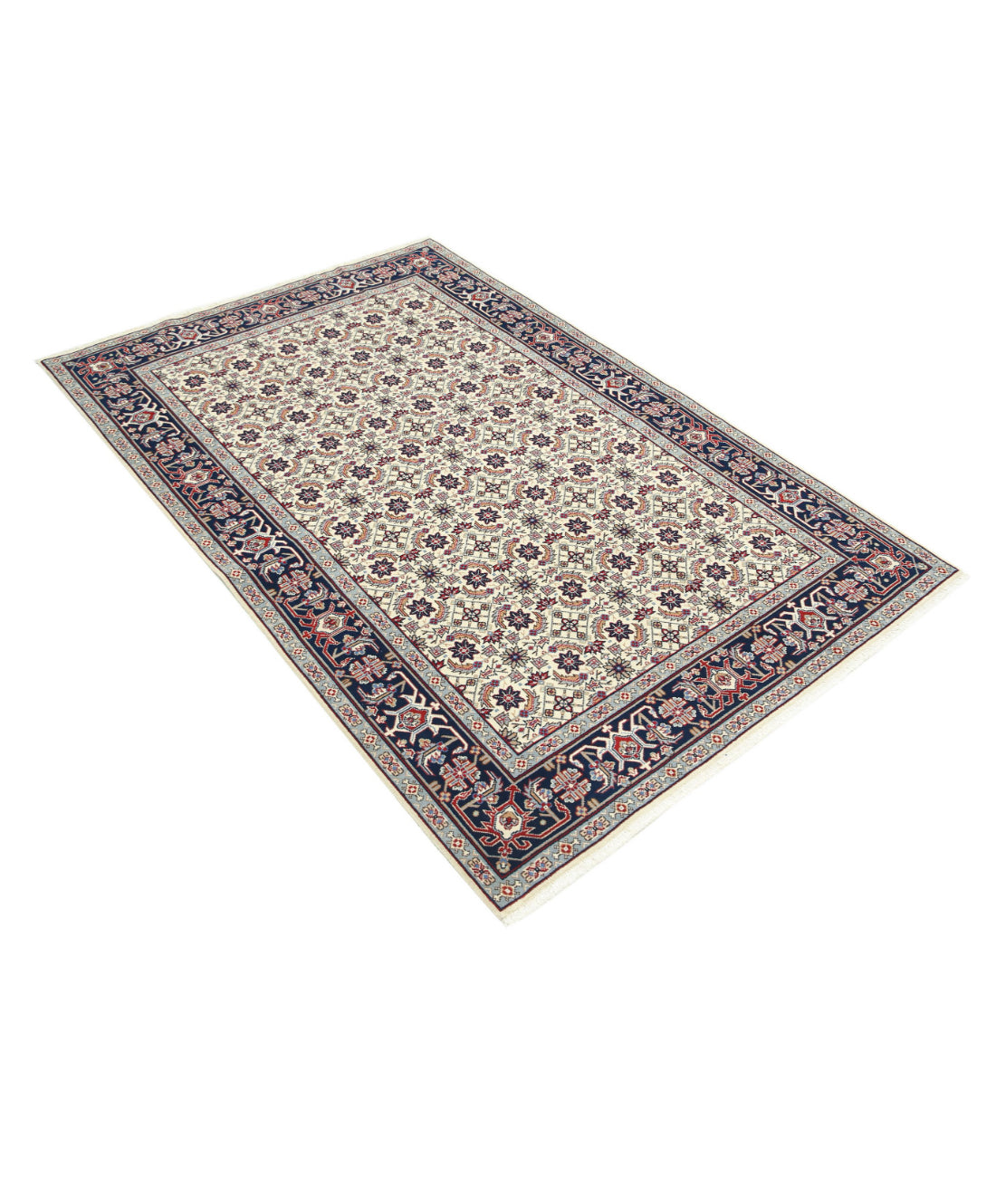 Heritage 4'0'' X 6'1'' Hand-Knotted Wool Rug 4'0'' x 6'1'' (120 X 183) / Ivory / Blue