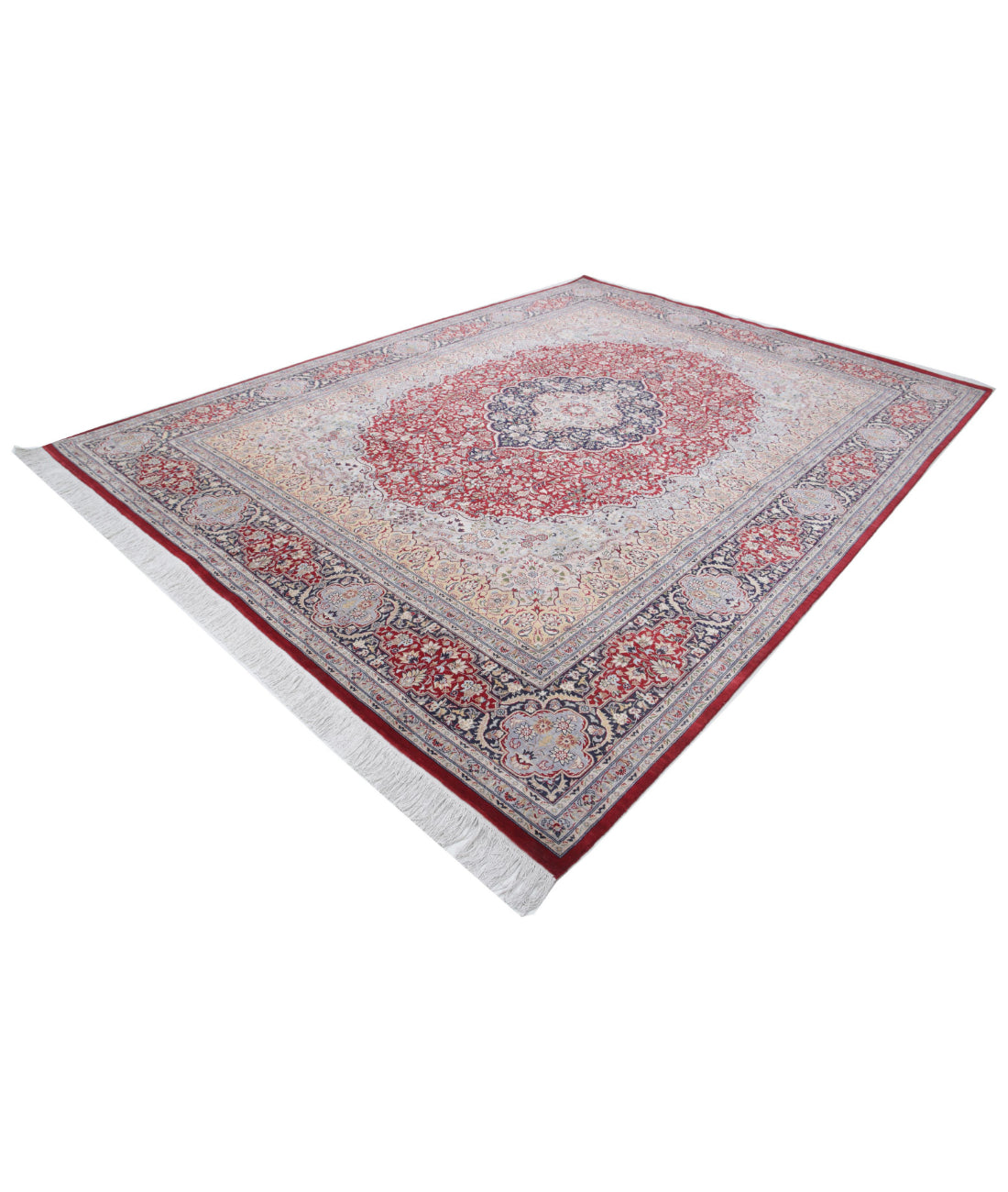 Heritage 9'1'' X 12'1'' Hand-Knotted Wool-Silk Rug 9'1'' x 12'1'' (273 X 363) / Red / Blue