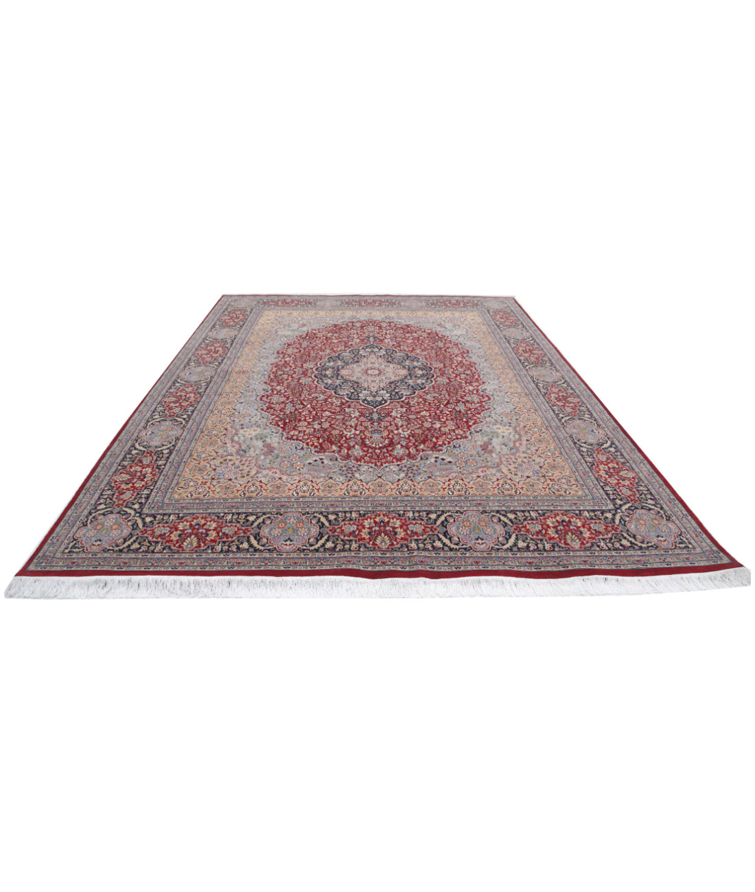 Heritage 9'1'' X 12'1'' Hand-Knotted Wool-Silk Rug 9'1'' x 12'1'' (273 X 363) / Red / Blue