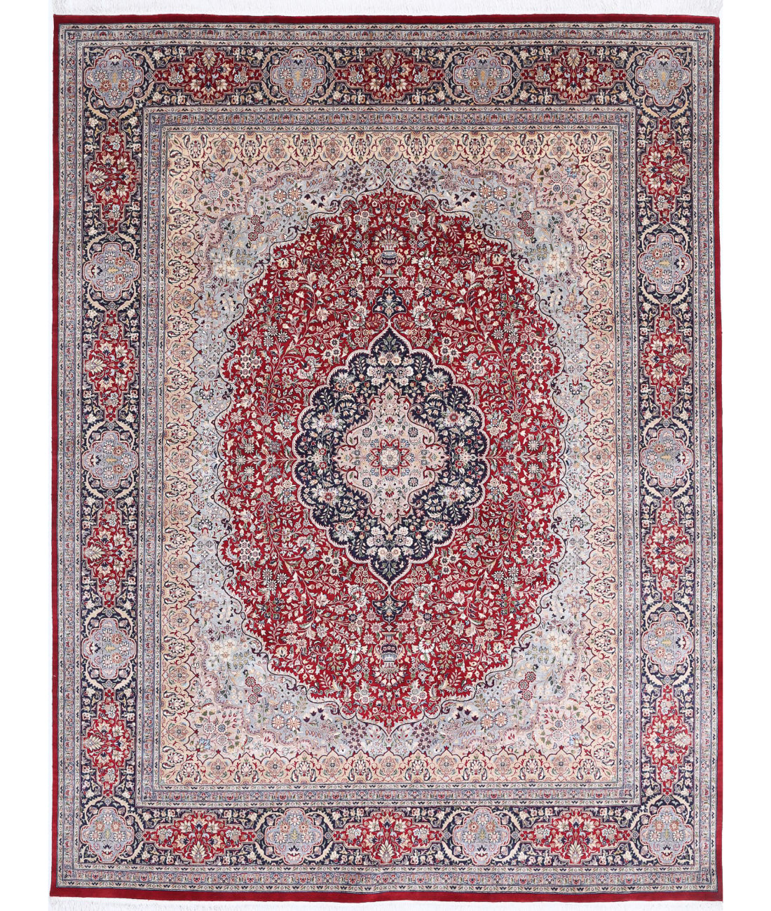 Heritage 9'1'' X 12'1'' Hand-Knotted Wool-Silk Rug 9'1'' x 12'1'' (273 X 363) / Red / Blue