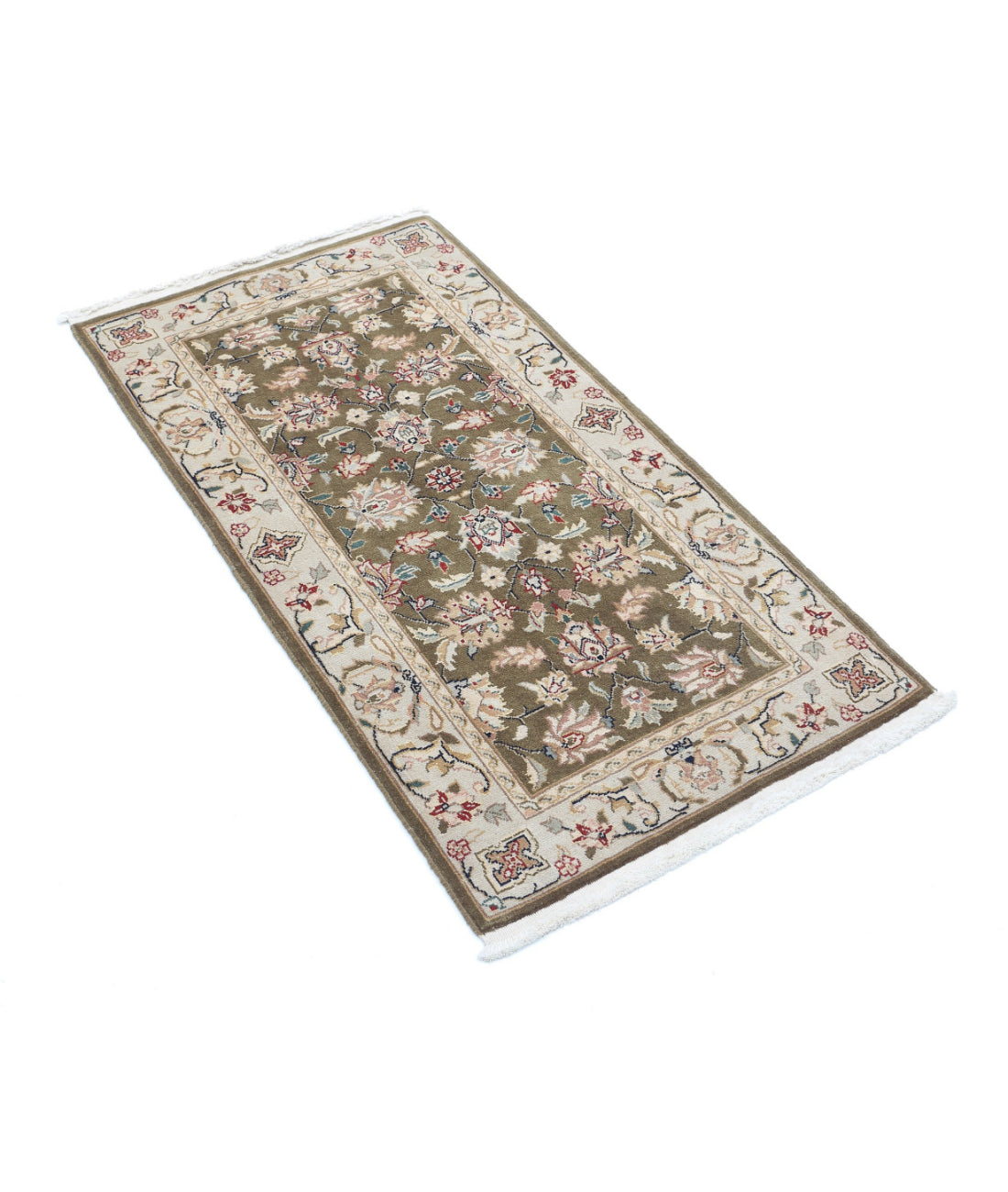 Heritage 2'0'' X 3'9'' Hand-Knotted Wool Rug 2'0'' x 3'9'' (60 X 113) / Green / Grey