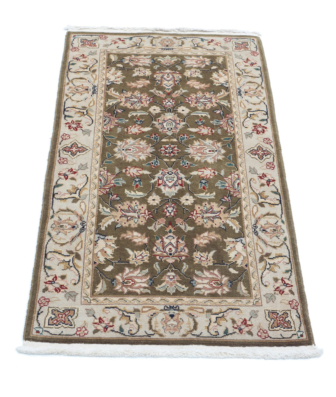 Heritage 2'0'' X 3'9'' Hand-Knotted Wool Rug 2'0'' x 3'9'' (60 X 113) / Green / Grey