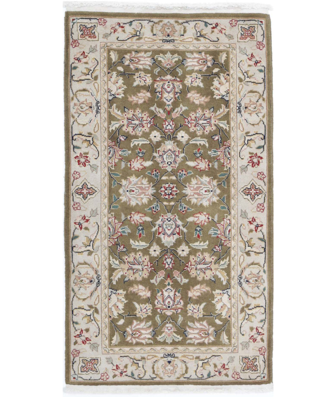 Heritage 2'0'' X 3'9'' Hand-Knotted Wool Rug 2'0'' x 3'9'' (60 X 113) / Green / Grey
