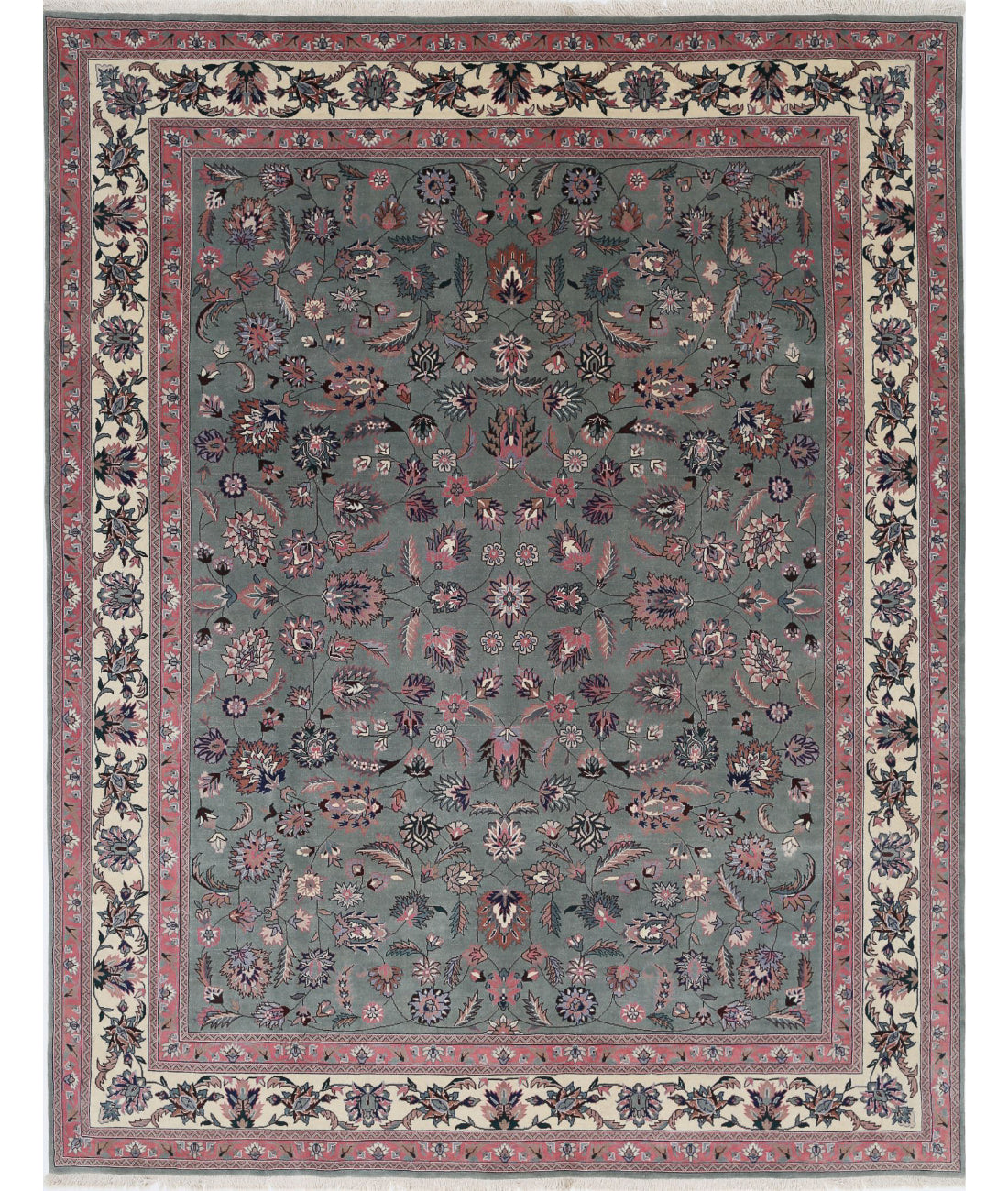 Heritage 8'0'' X 10'0'' Hand-Knotted Wool Rug 8'0'' x 10'0'' (240 X 300) / Green / Ivory