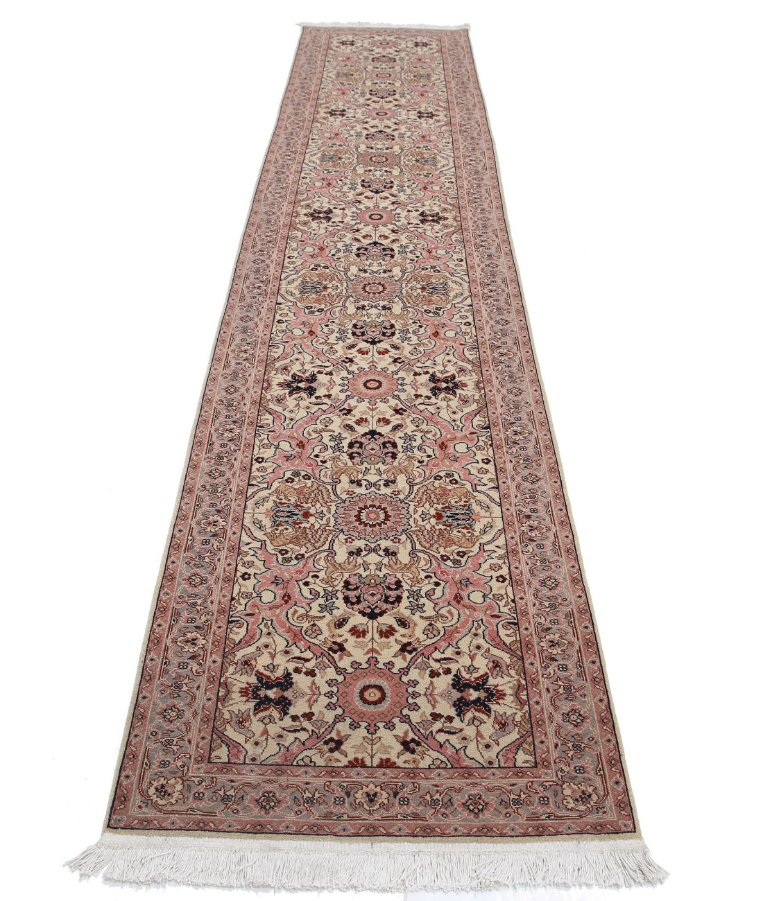 Heritage 2'9'' X 13'4'' Hand-Knotted Wool Rug 2'9'' x 13'4'' (83 X 400) / Ivory / Grey