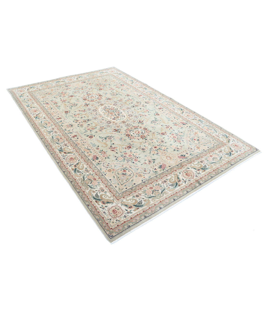 Heritage 5'10'' X 8'9'' Hand-Knotted Wool Rug 5'10'' x 8'9'' (175 X 263) / Green / Ivory