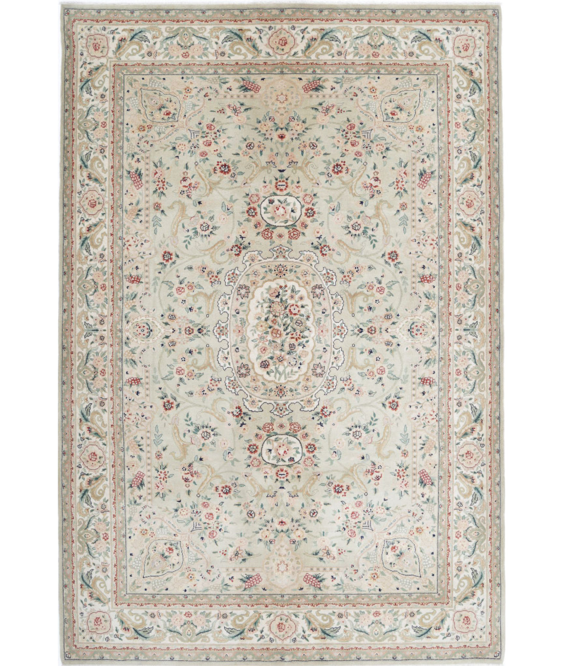 Heritage 5'10'' X 8'9'' Hand-Knotted Wool Rug 5'10'' x 8'9'' (175 X 263) / Green / Ivory