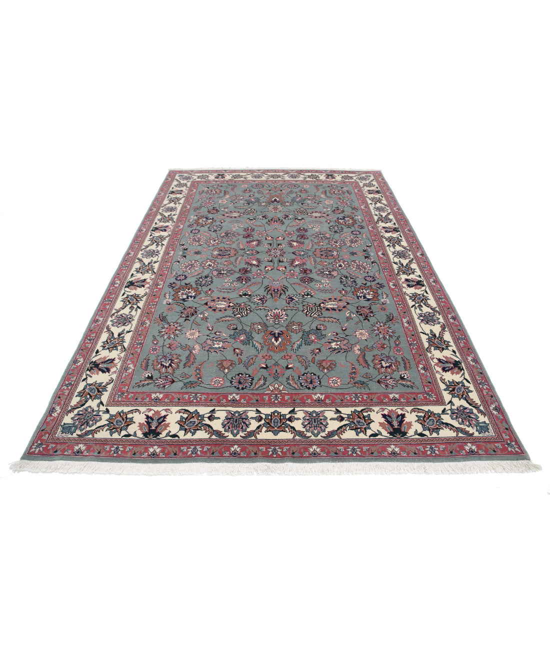 Heritage 6'2'' X 8'11'' Hand-Knotted Wool Rug 6'2'' x 8'11'' (185 X 268) / Green / Ivory