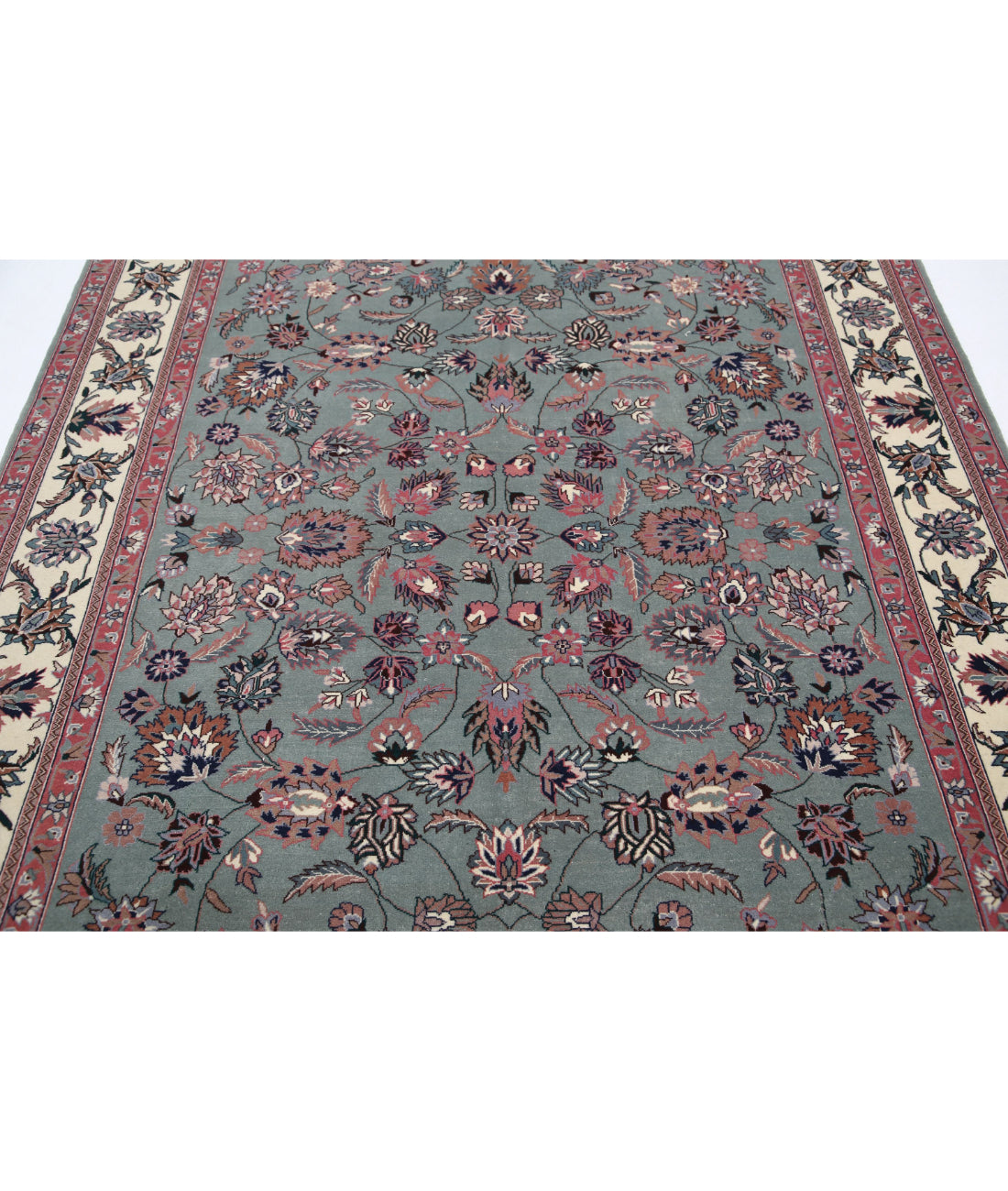 Heritage 6'2'' X 8'11'' Hand-Knotted Wool Rug 6'2'' x 8'11'' (185 X 268) / Green / Ivory