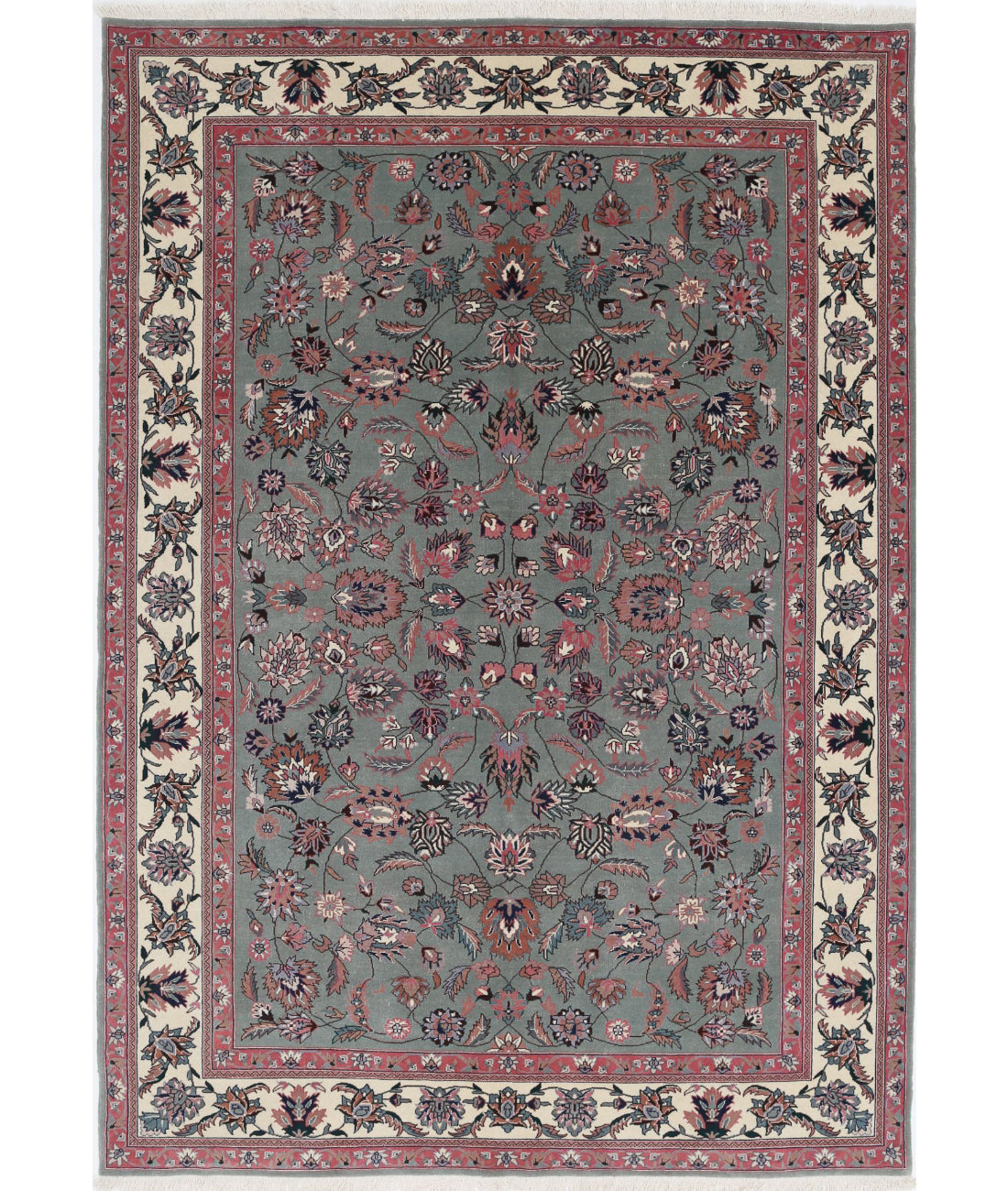 Heritage 6'2'' X 8'11'' Hand-Knotted Wool Rug 6'2'' x 8'11'' (185 X 268) / Green / Ivory