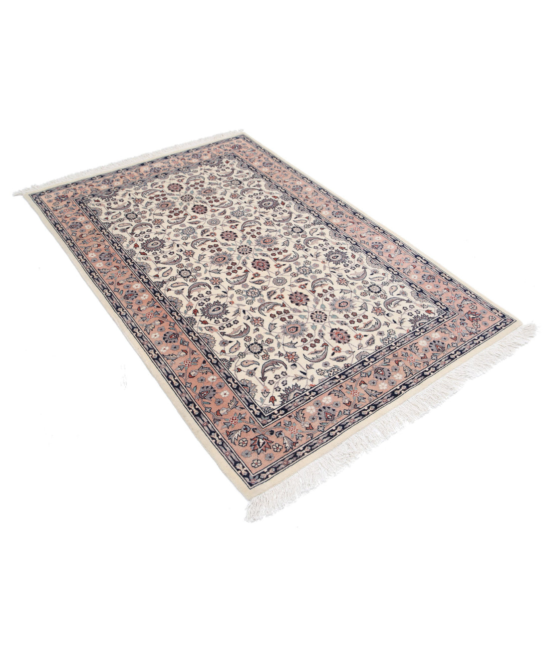 Heritage 4'2'' X 6'1'' Hand-Knotted Wool Rug 4'2'' x 6'1'' (125 X 183) / Ivory / Pink