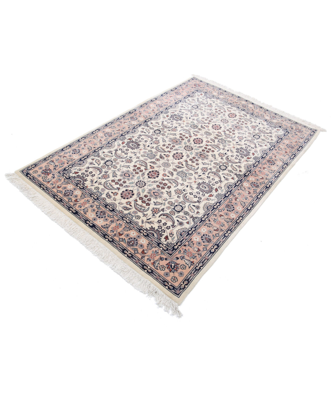 Heritage 4'2'' X 6'1'' Hand-Knotted Wool Rug 4'2'' x 6'1'' (125 X 183) / Ivory / Pink