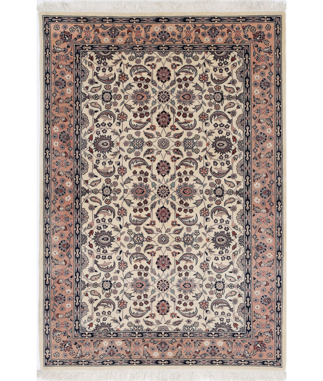 Heritage 4'2'' X 6'1'' Hand-Knotted Wool Rug 4'2'' x 6'1'' (125 X 183) / Ivory / Pink