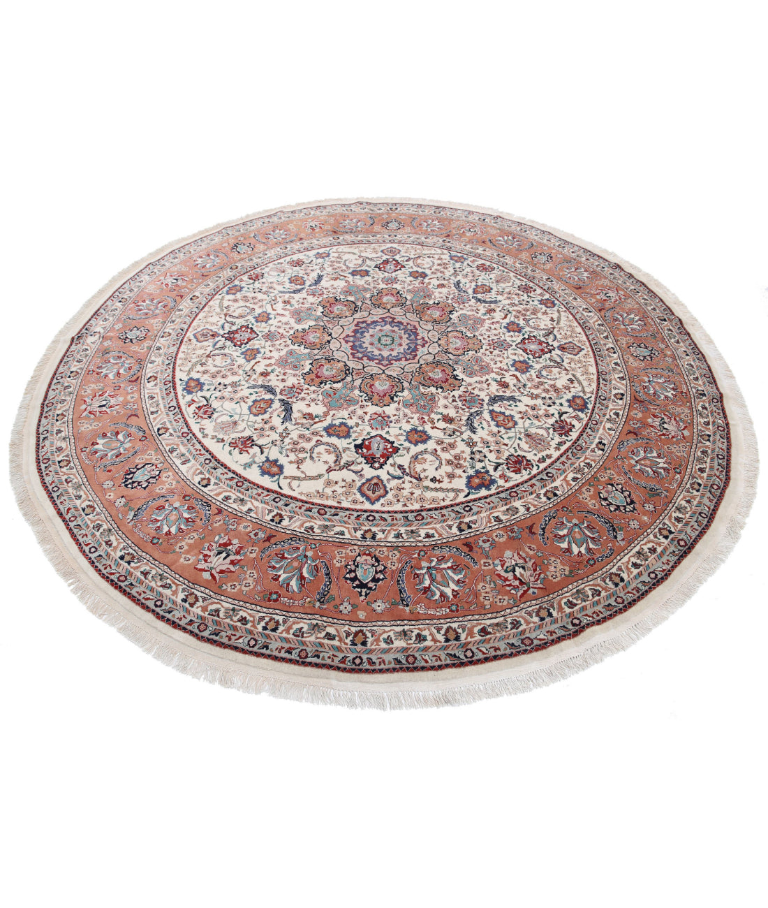 Heritage 8'0'' X 8'0'' Hand-Knotted Wool Rug 8'0'' x 8'0'' (240 X 240) / Ivory / Rust