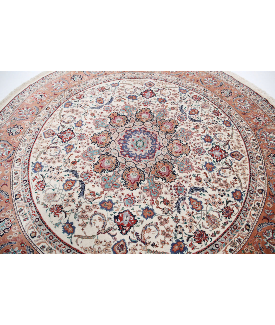 Heritage 8'0'' X 8'0'' Hand-Knotted Wool Rug 8'0'' x 8'0'' (240 X 240) / Ivory / Rust