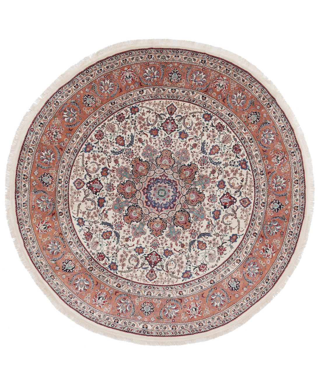 Heritage 8'0'' X 8'0'' Hand-Knotted Wool Rug 8'0'' x 8'0'' (240 X 240) / Ivory / Rust