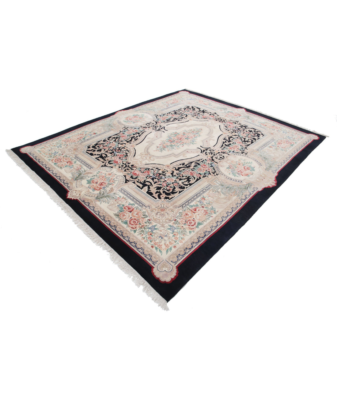 Heritage 8'0'' X 9'10'' Hand-Knotted Wool Rug 8'0'' x 9'10'' (240 X 295) / Black / Ivory