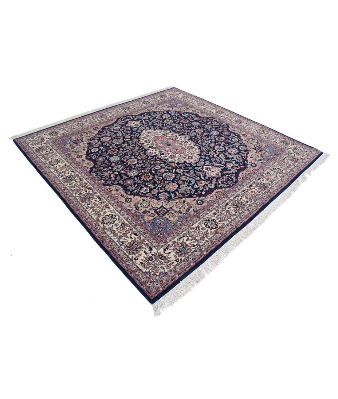Heritage 7'0'' X 7'2'' Hand-Knotted Wool Rug 7'0'' x 7'2'' (210 X 215) / Blue / Ivory