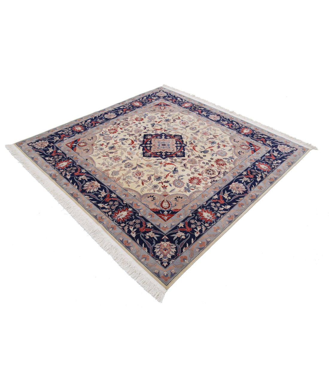 Heritage 6'1'' X 6'1'' Hand-Knotted Wool Rug 6'1'' x 6'1'' (183 X 183) / Ivory / Blue