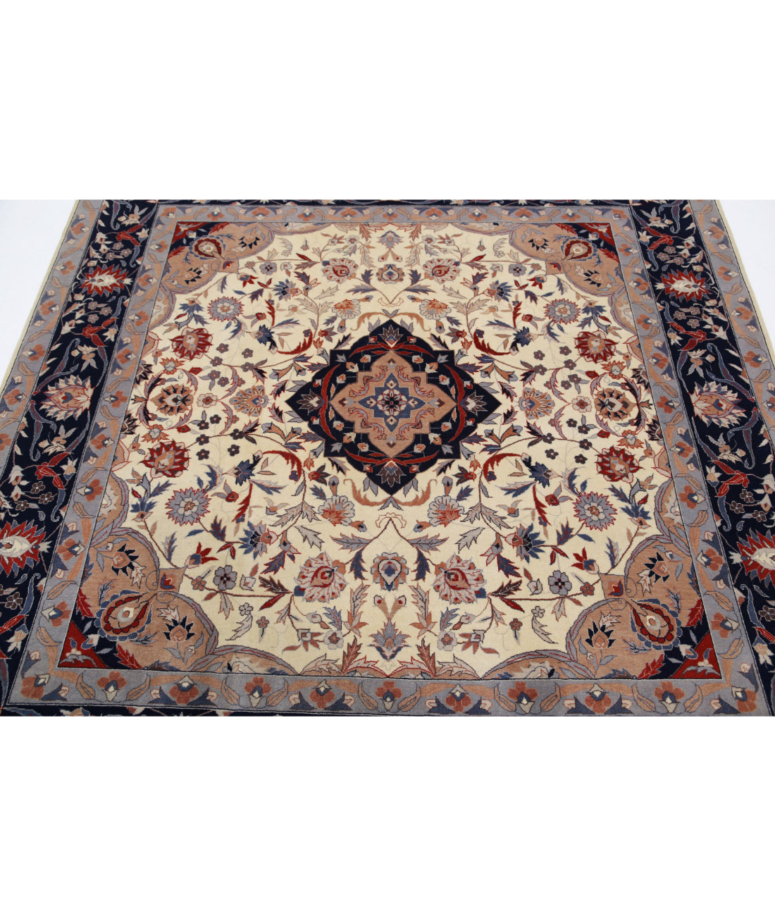 Heritage 6'1'' X 6'1'' Hand-Knotted Wool Rug 6'1'' x 6'1'' (183 X 183) / Ivory / Blue