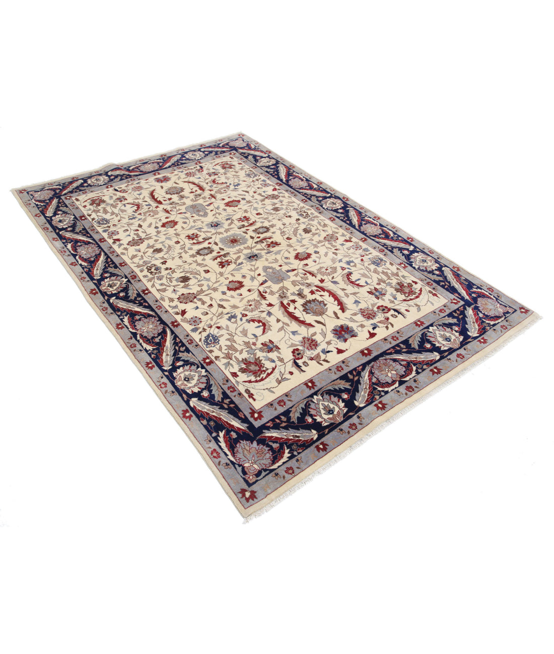Heritage 5'0'' X 7'5'' Hand-Knotted Wool Rug 5'0'' x 7'5'' (150 X 223) / Ivory / Blue