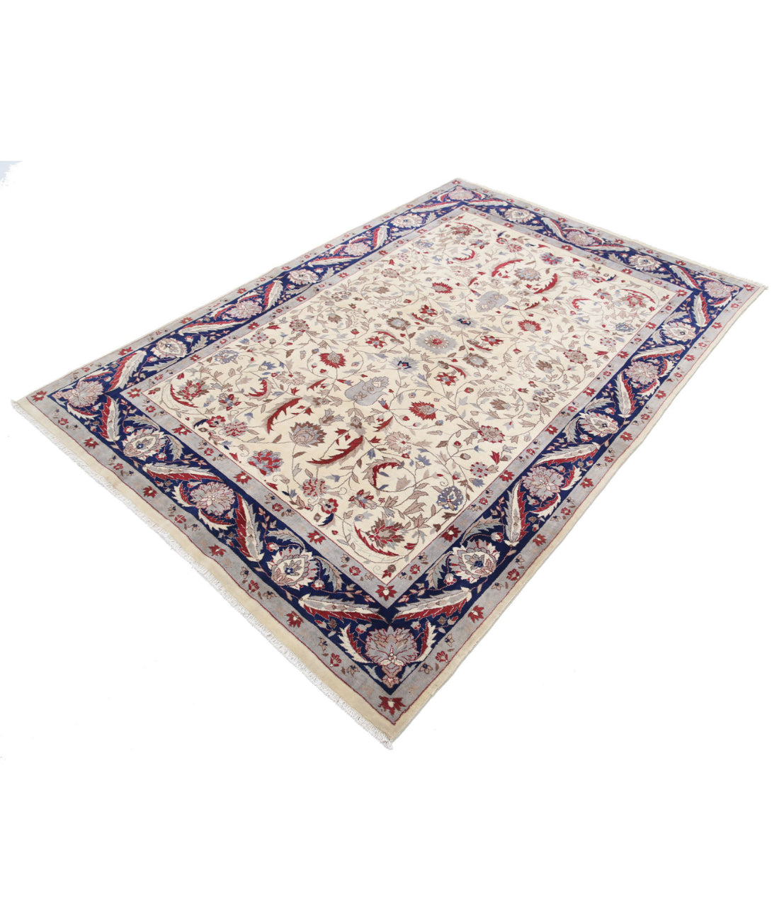 Heritage 5'0'' X 7'5'' Hand-Knotted Wool Rug 5'0'' x 7'5'' (150 X 223) / Ivory / Blue