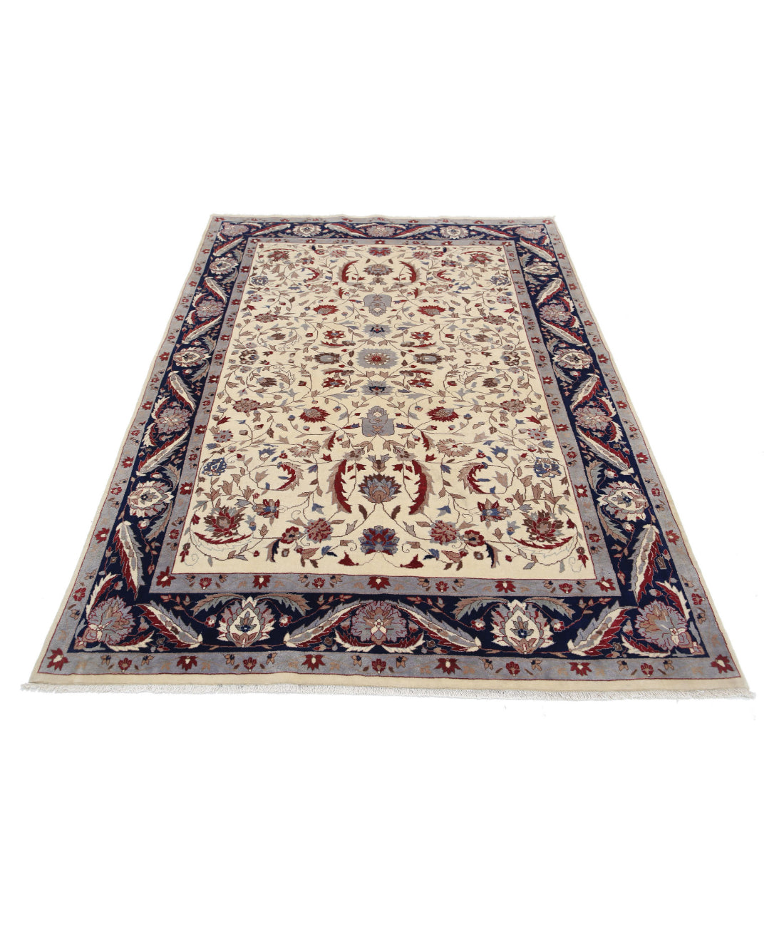 Heritage 5'0'' X 7'5'' Hand-Knotted Wool Rug 5'0'' x 7'5'' (150 X 223) / Ivory / Blue