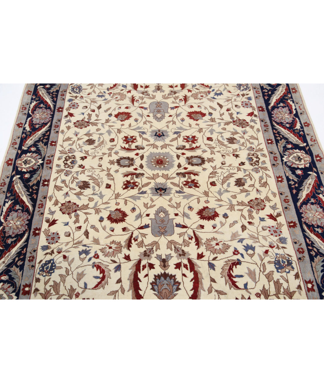 Heritage 5'0'' X 7'5'' Hand-Knotted Wool Rug 5'0'' x 7'5'' (150 X 223) / Ivory / Blue