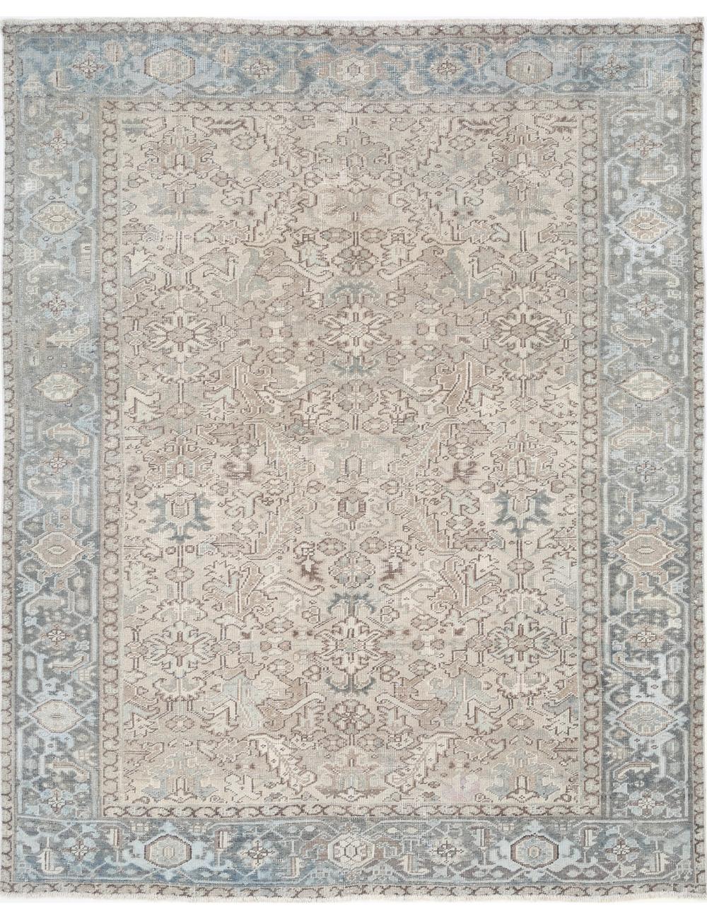 Heriz 7' 0" X 8' 11" Hand-Knotted Wool Rug 7' 0" X 8' 11" (213 X 272) / Taupe / Grey