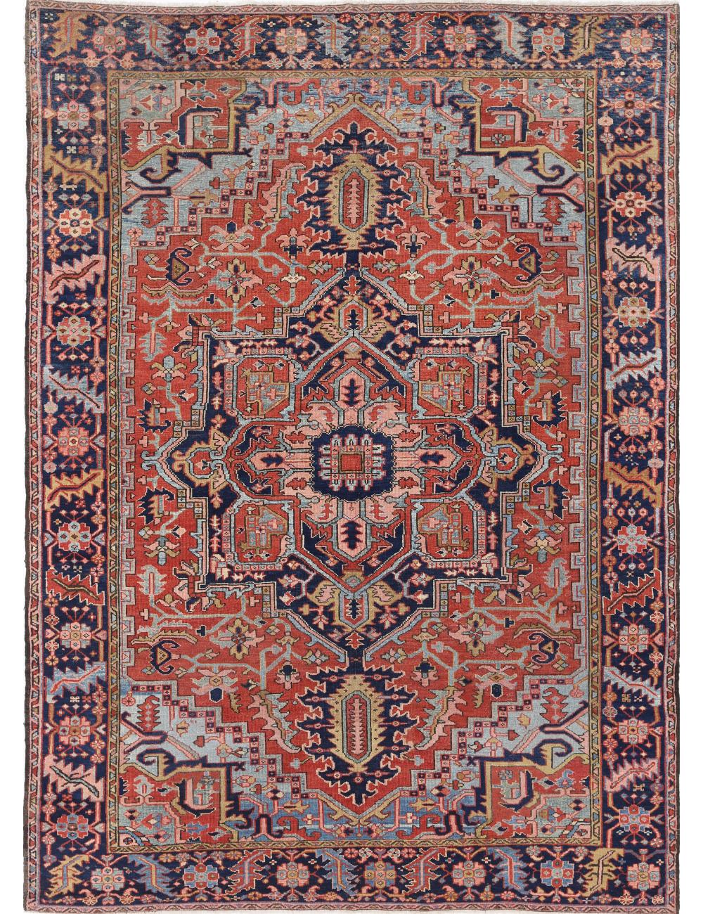 Heriz 8' 0" X 11' 2" Hand-Knotted Wool Rug 8' 0" X 11' 2" (244 X 340) / Red / Blue
