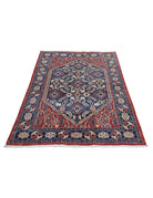 Heriz 4' 1" X 5' 7" Hand-Knotted Wool Rug 4' 1" X 5' 7" (124 X 170) / Blue / Red