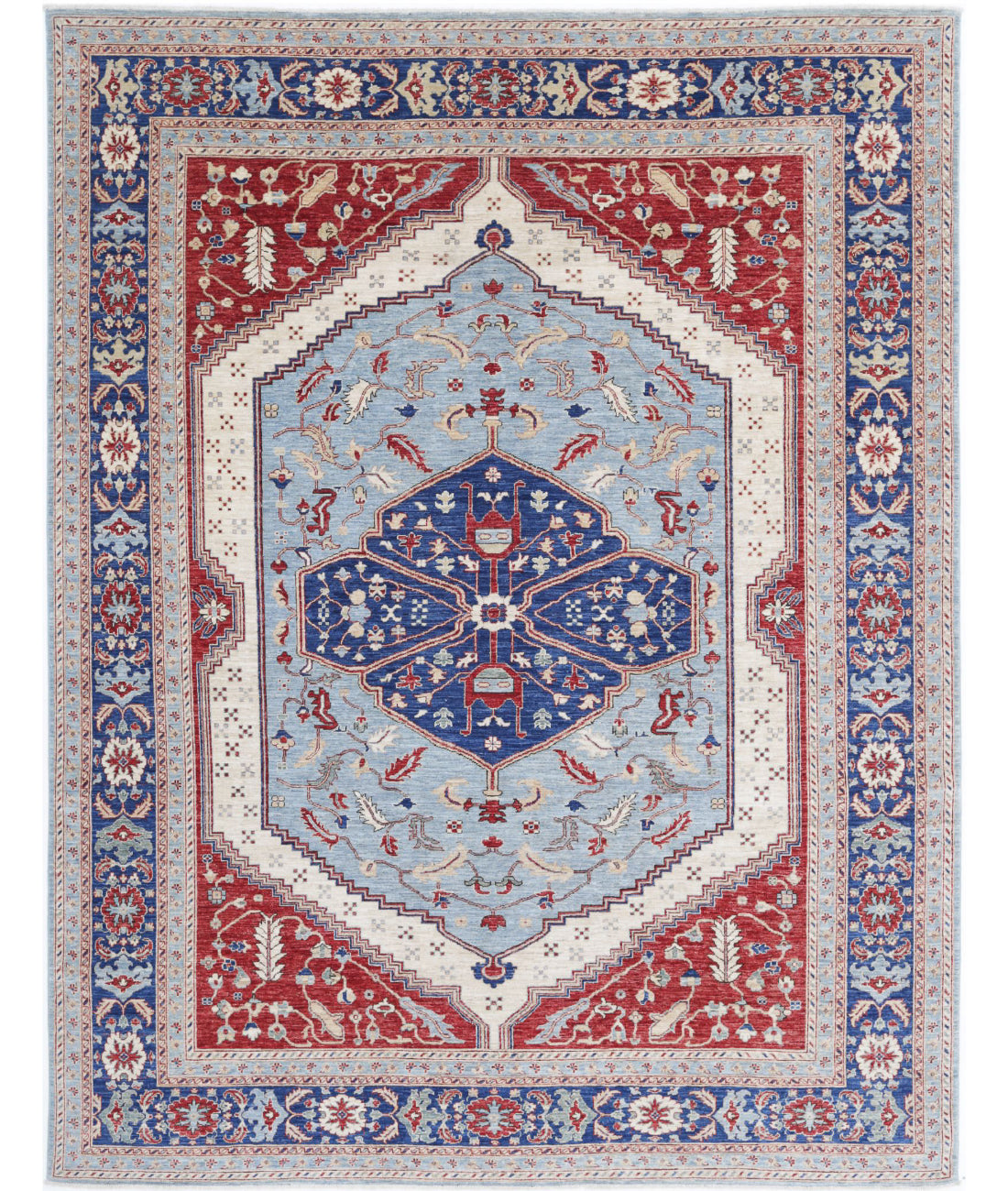 Heriz 8'11'' X 11'7'' Hand-Knotted Wool Rug 8'11'' x 11'7'' (268 X 348) / Blue / Grey