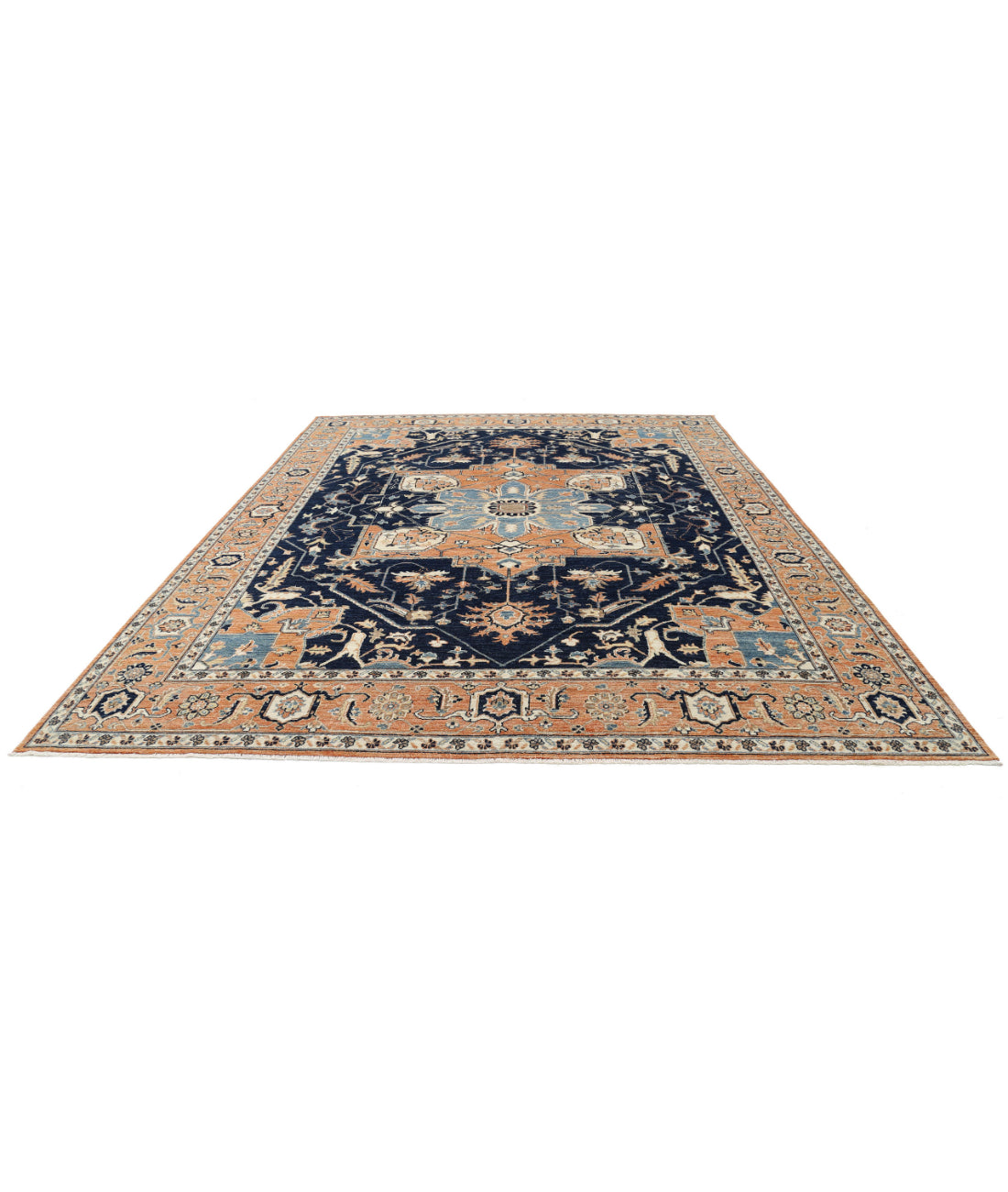 Heriz 10'1'' X 13'0'' Hand-Knotted Wool Rug 10'1'' x 13'0'' (303 X 390) / Blue / Rust