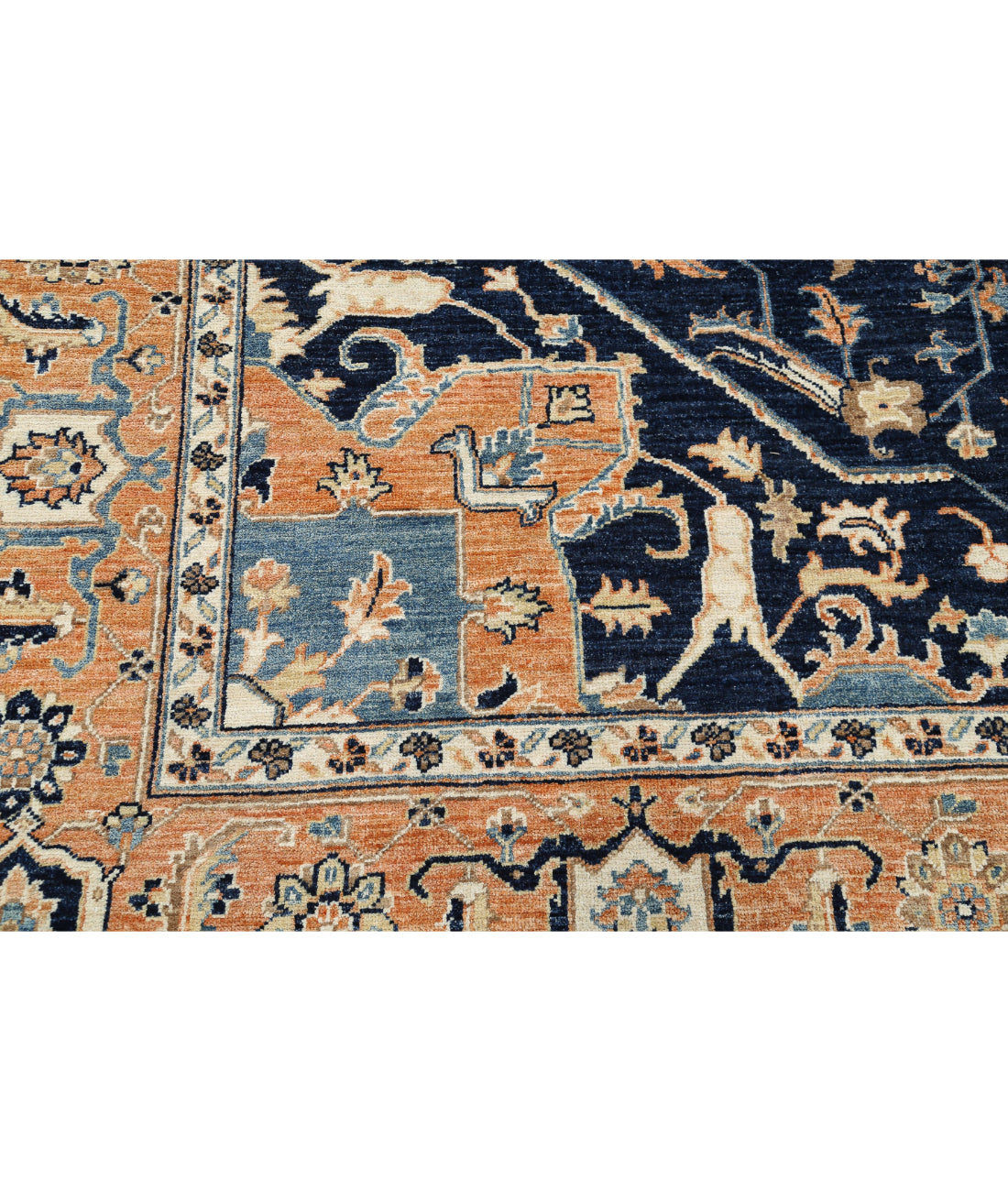 Heriz 10'1'' X 13'0'' Hand-Knotted Wool Rug 10'1'' x 13'0'' (303 X 390) / Blue / Rust