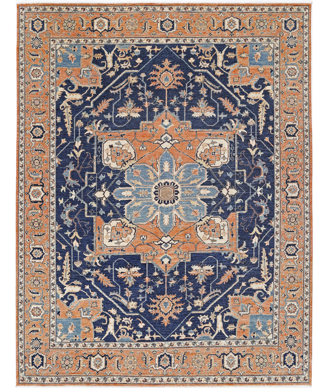 Heriz 10'1'' X 13'0'' Hand-Knotted Wool Rug 10'1'' x 13'0'' (303 X 390) / Blue / Rust
