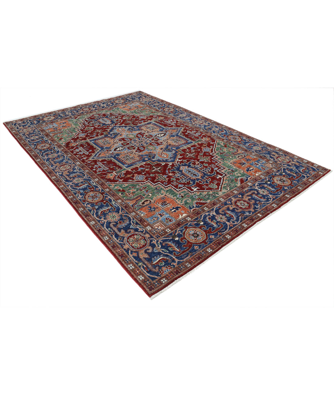 Heriz 6'9'' X 9'8'' Hand-Knotted Wool Rug 6'9'' x 9'8'' (203 X 290) / Red / Blue