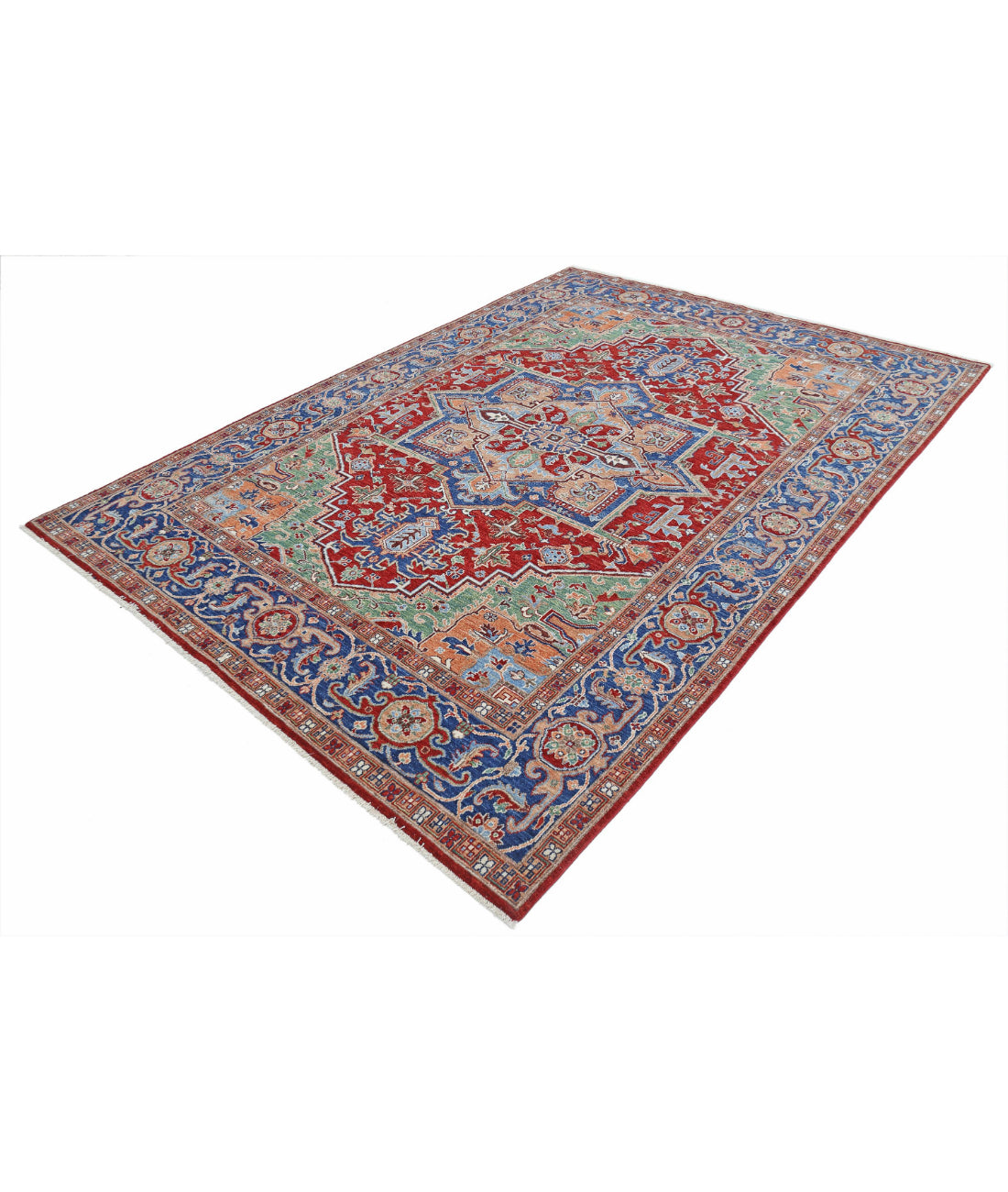 Heriz 6'9'' X 9'8'' Hand-Knotted Wool Rug 6'9'' x 9'8'' (203 X 290) / Red / Blue