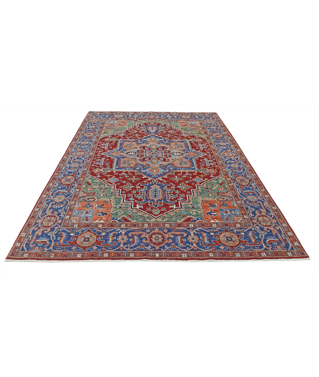 Heriz 6'9'' X 9'8'' Hand-Knotted Wool Rug 6'9'' x 9'8'' (203 X 290) / Red / Blue
