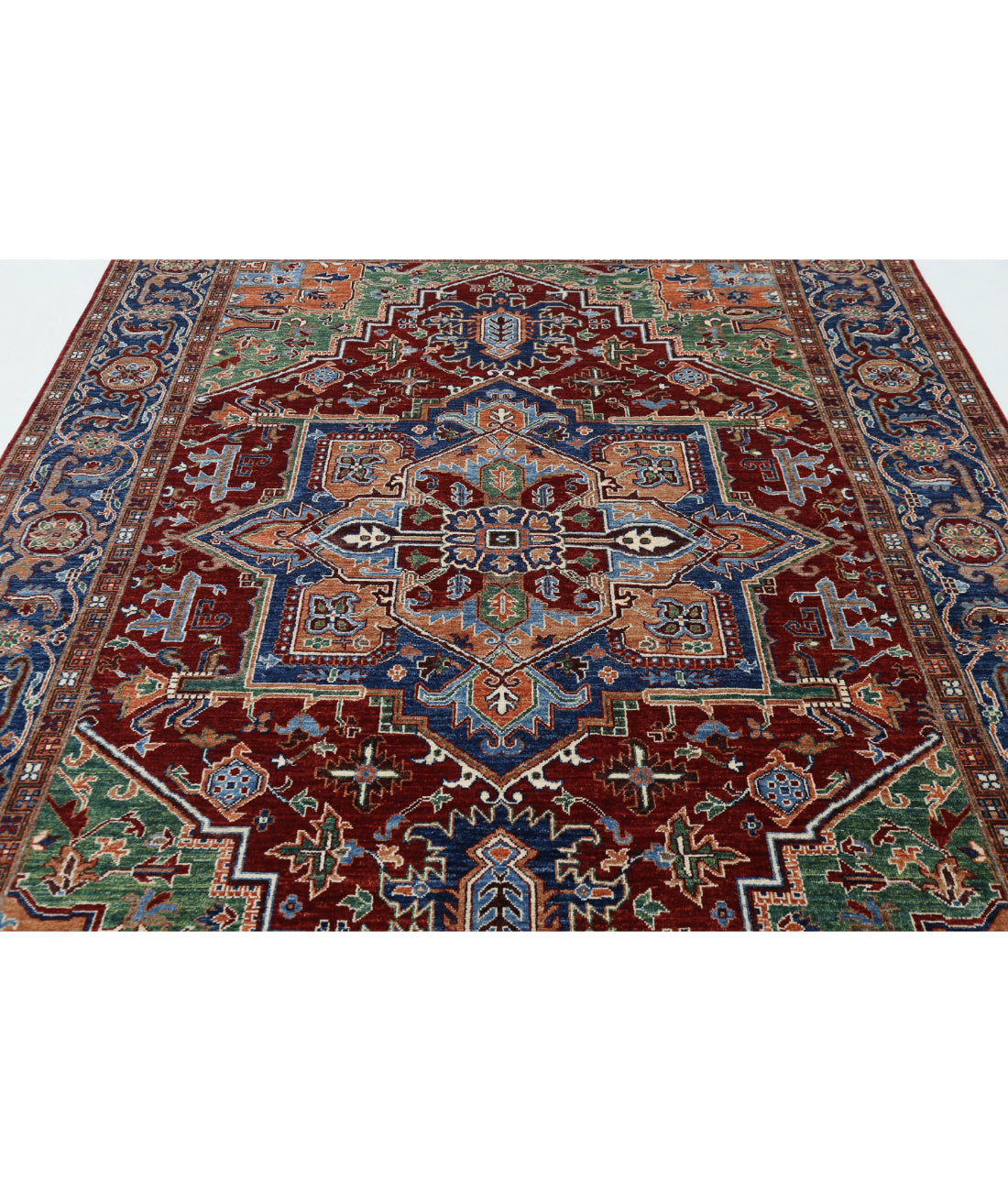 Heriz 6'9'' X 9'8'' Hand-Knotted Wool Rug 6'9'' x 9'8'' (203 X 290) / Red / Blue
