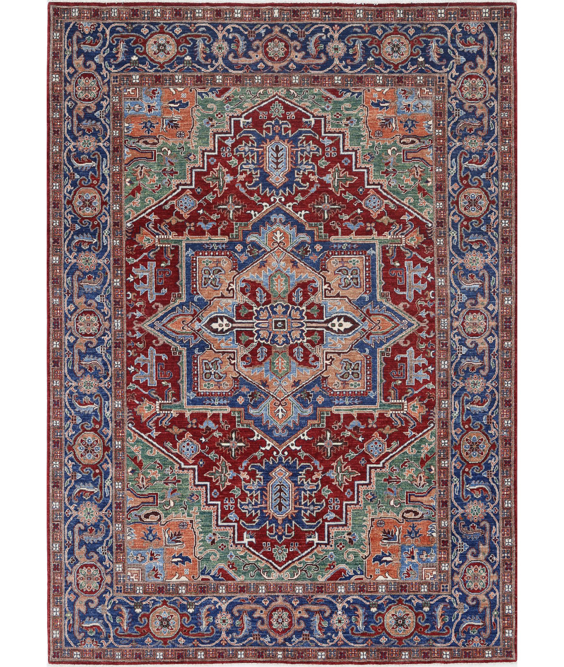 Heriz 6'9'' X 9'8'' Hand-Knotted Wool Rug 6'9'' x 9'8'' (203 X 290) / Red / Blue