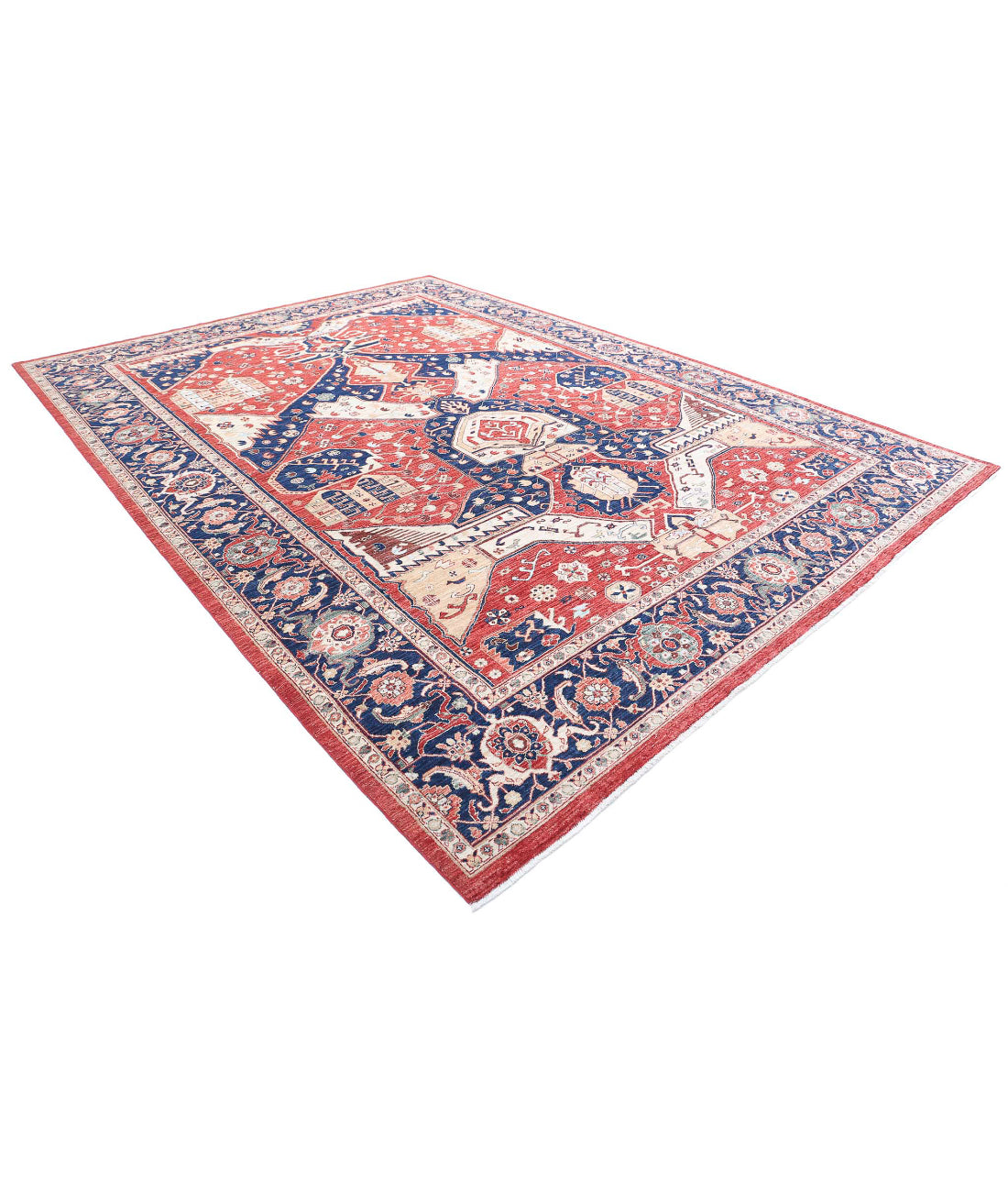 Heriz 10'0'' X 13'0'' Hand-Knotted Wool Rug 10'0'' x 13'0'' (300 X 390) / Red / Blue