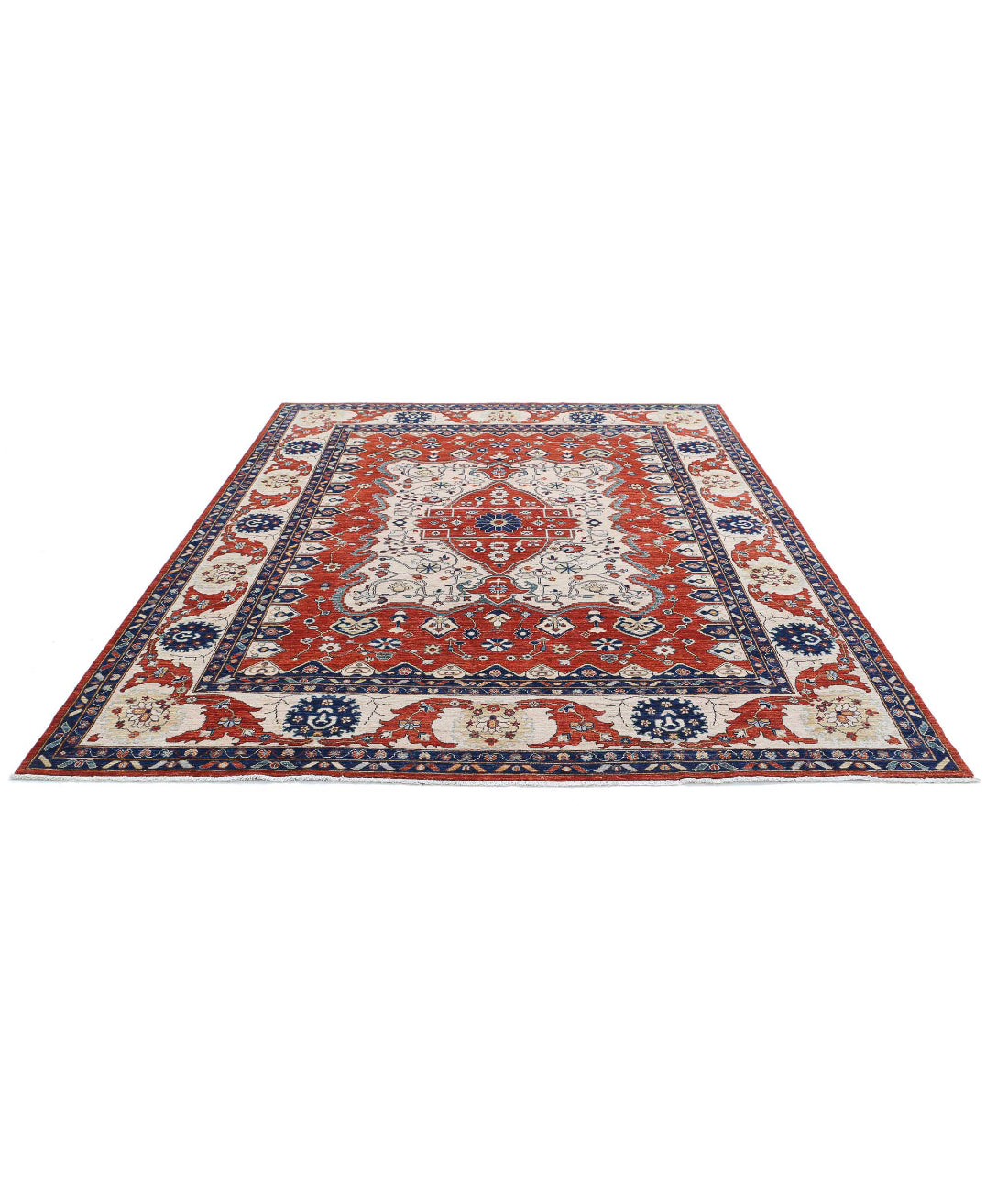 Heriz 8'0'' X 9'10'' Hand-Knotted Wool Rug 8'0'' x 9'10'' (240 X 295) / Red / Ivory