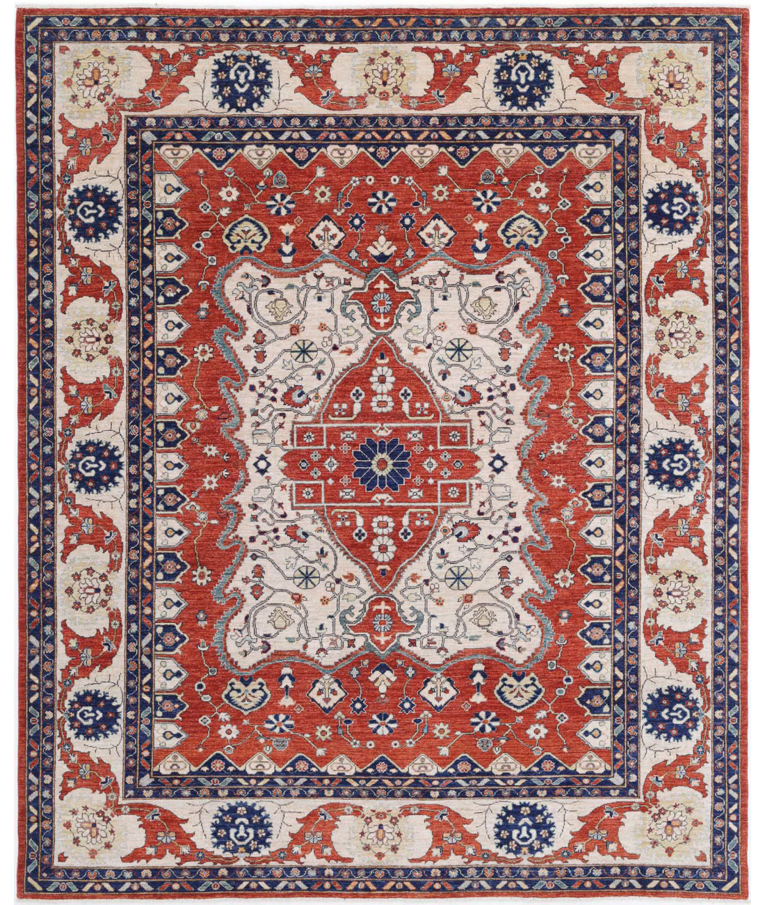 Heriz 8'0'' X 9'10'' Hand-Knotted Wool Rug 8'0'' x 9'10'' (240 X 295) / Red / Ivory